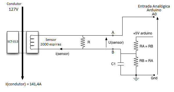 Sensor sct013 esquema de ligação completo