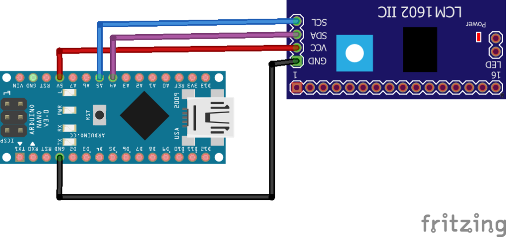 montagem circuito com arduino nano e lcd para descobrir endereço I2c