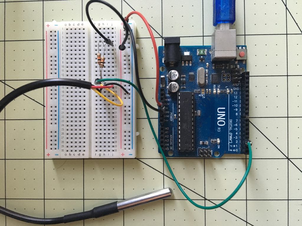  Montagem física do projeto de medição de temperatura com DS18b20