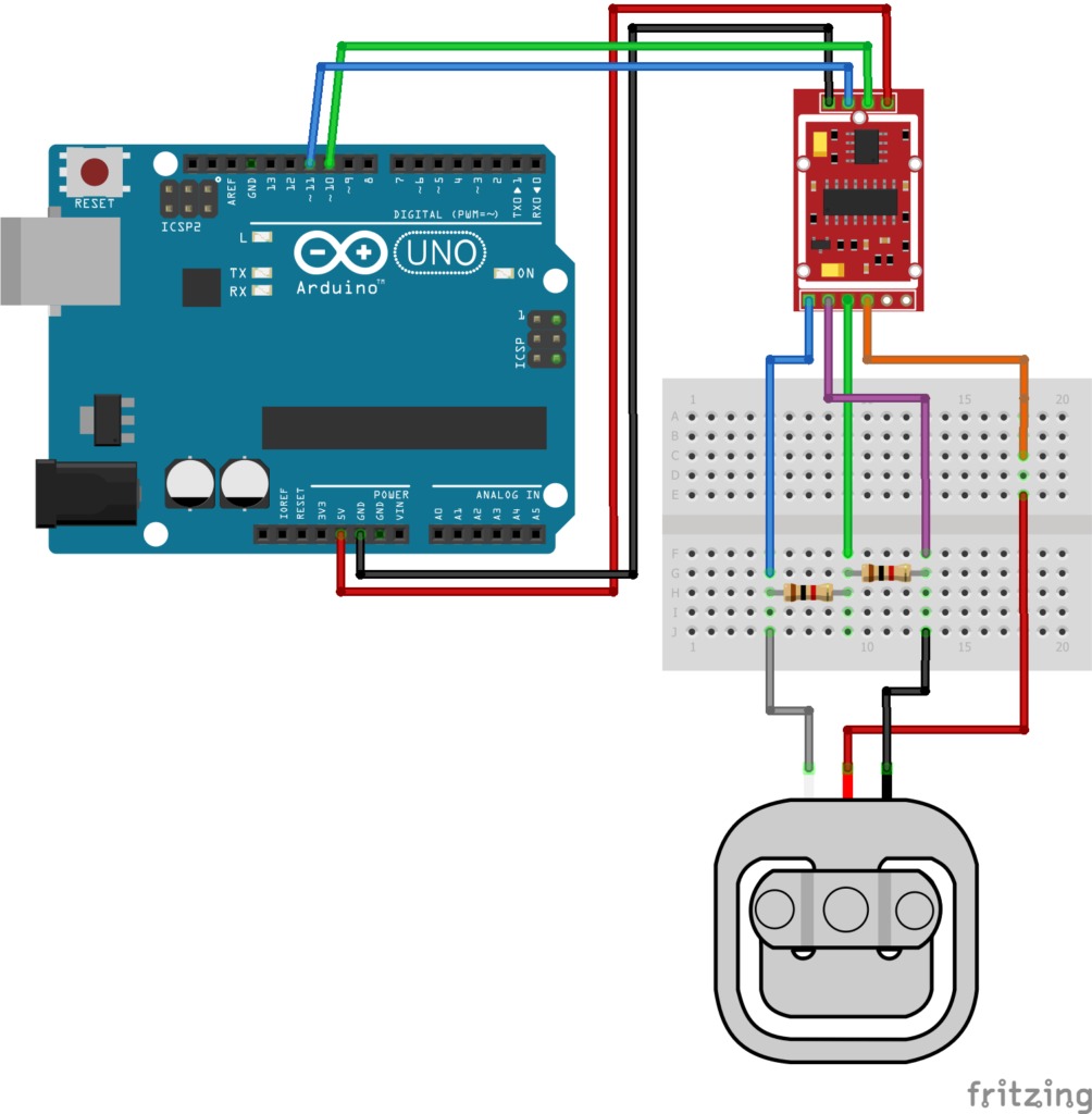 Esquema de montagem do Sensor de Peso com Arduino