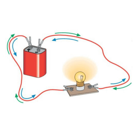 Exemplo de tensão em um circuito com uma lâmpada